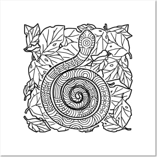 Tribal Snake Ink Art Tattoo Black Posters and Art